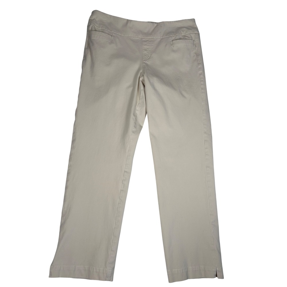 Soft Surroundings Womens Cream Beige Pull On Straight Leg Pants Size M Stretchy